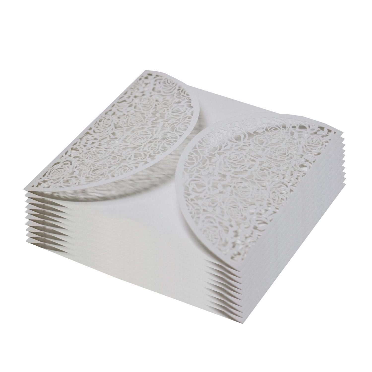 Laser Holder White Rose Invitation Wedding Card Wholesale Square Invitation Card